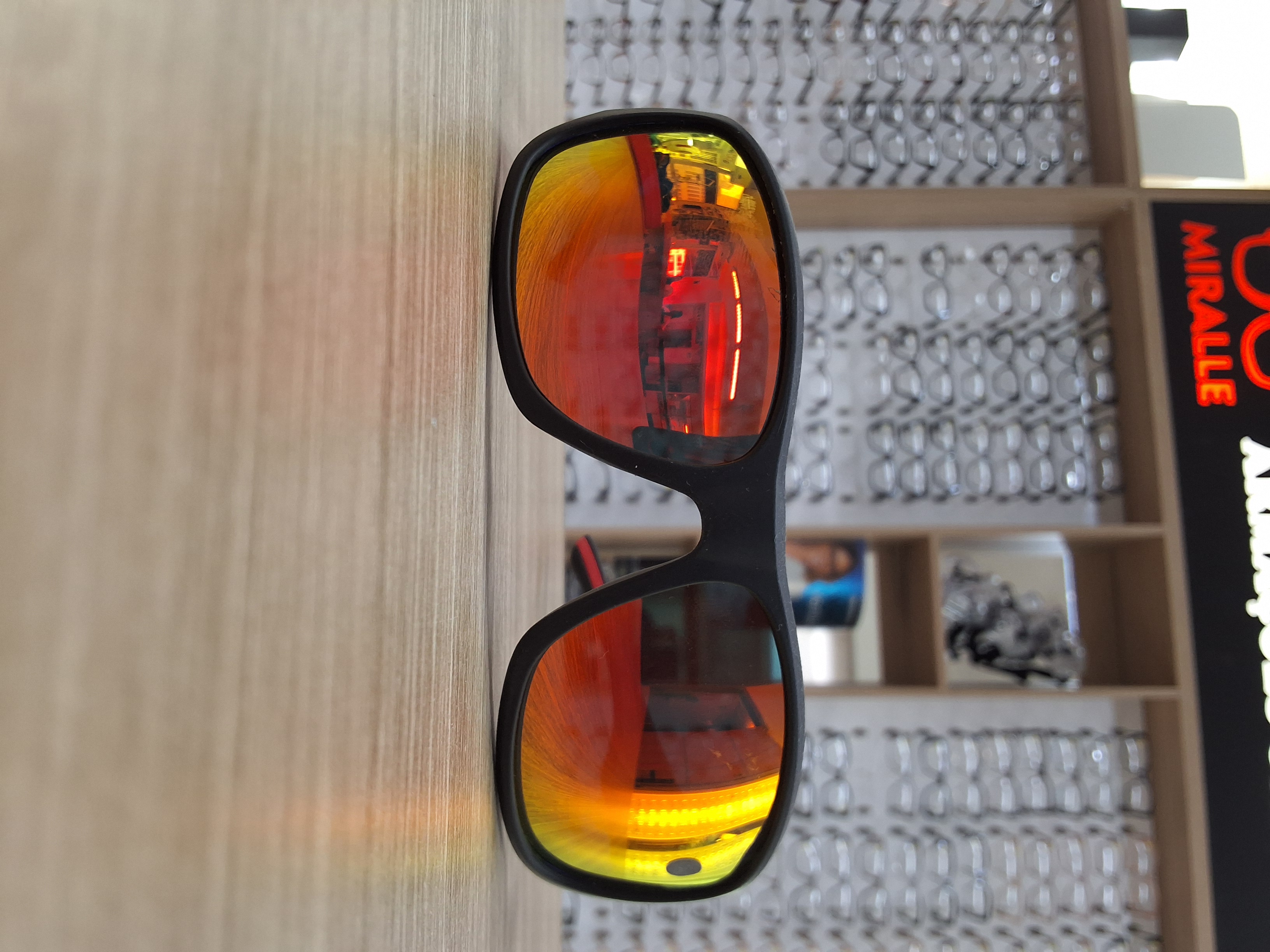 Óculos Solar Masculino Esportivo Preto Fosco Lente Espelhada Laranja Fire UV400 — Óculos Atacado Optico