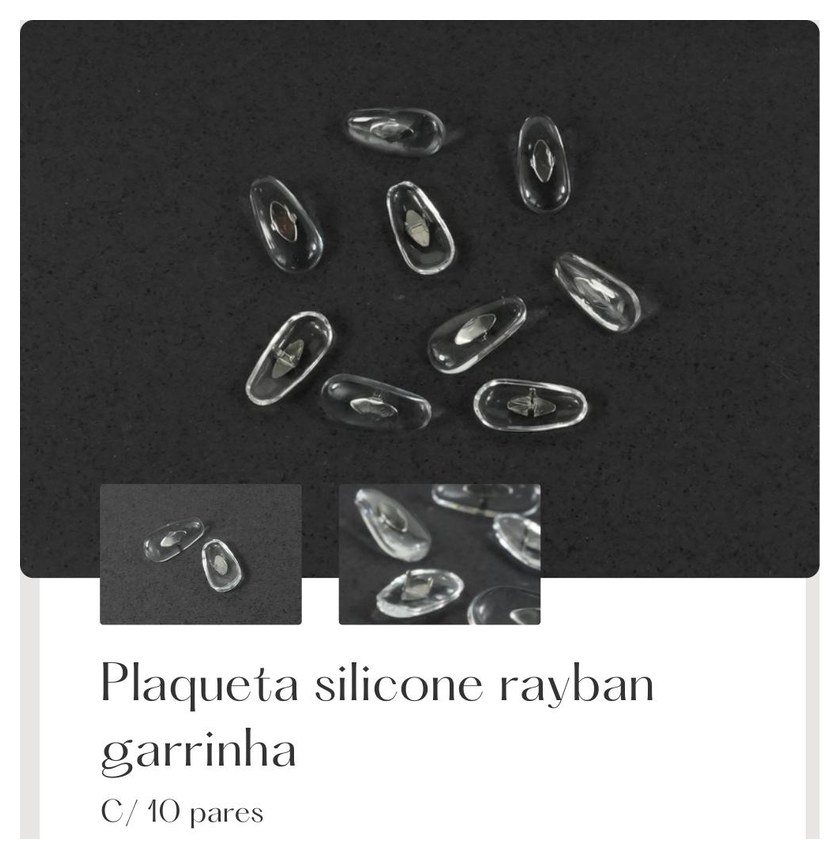Plaqueta Silicone RayBan Garrinha - Mod. B — Fornitura Atacado Optico