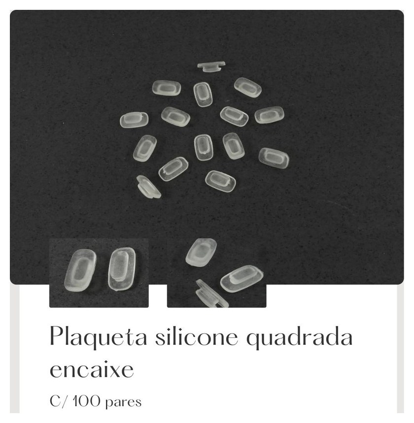 Plaqueta Silicone Quadrada Encaixe — Fornitura Atacado Optico