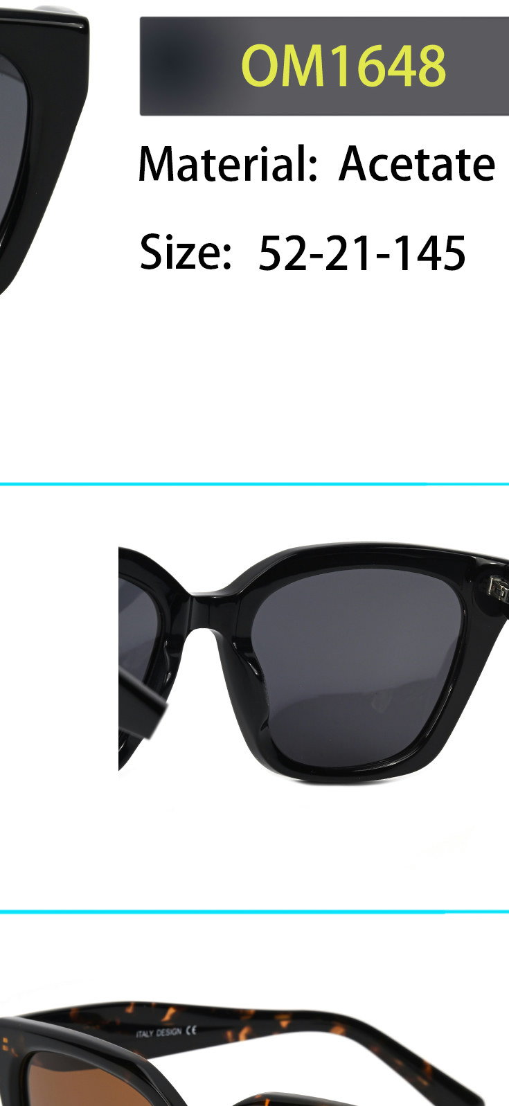 Óculos de Sol Gatinho Acetato Feminino — foto 3 — Óculos Atacado Optico
